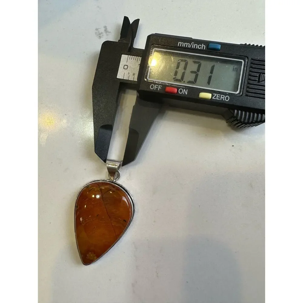 Vintage Y2K Carnelian Agate + Sterling Silver Pendant 2